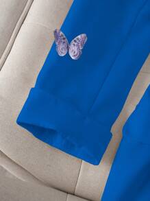 Chiquease Chaqueta de traje con decoración de mariposa para uso diario de moda