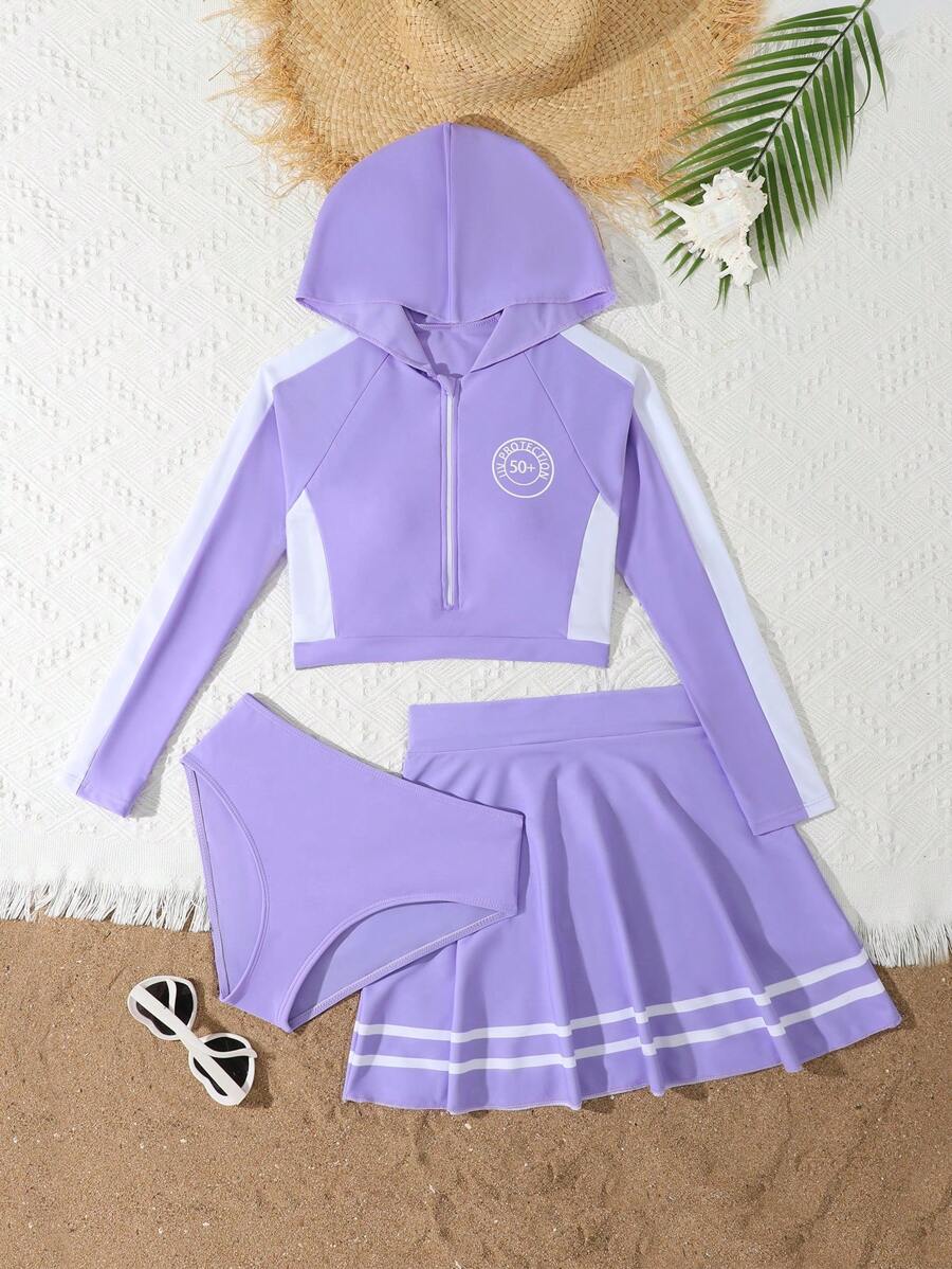 Áo bikini dây mảnh cho bé gái tuổi teen - Màu tím hoa cà - Xem 1