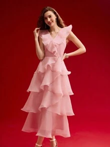 MOTF PREMIUM ROBE AVEC GARNITURE VOLANTÉE EN ORGANZA