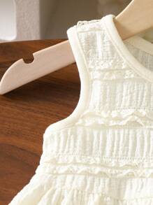 SHEIN Vintaside Kids Baby Girl Knitted Patterned Tank Dress Set, Summer Fashion