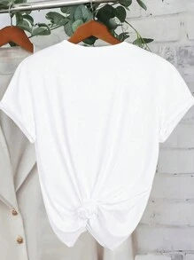 Chiquease Camiseta gráfica casual de cuello redondo de manga corta con estampado de sombrero de Navidad y copos de nieve para mujer