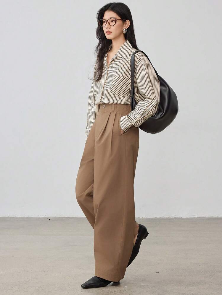 Women's Business Casual Pleated Sickle Banana Leg Pants, Trousers