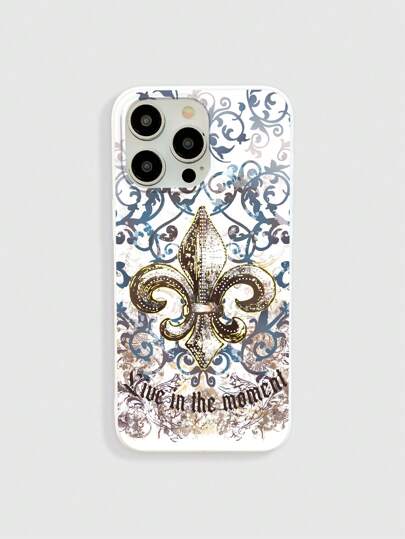 Goth Custodia per telefono con stampa floreale e lettering in stile religioso palaziale, compatibile con iPhone