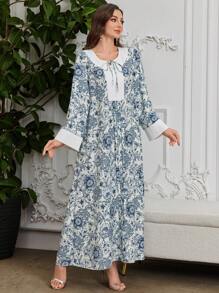 Al Najma 女士休闲宽松连衣裙，优雅，适合日常穿着和度假 - 藍色 - 查看 3