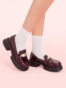 CUCCOO DOLLMOD 女士时尚百搭休闲厚底平底鞋 - 酒紅色 - 查看 3