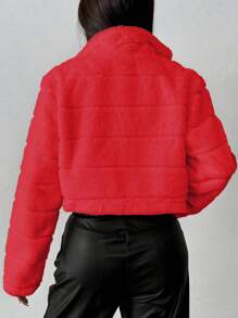 Flirla Chaqueta casual y esponjosa de mujer, de uso diario de moda