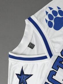 PAVTROS 男士短袖字母印花简约T恤和裤子套装，男士运动服，男士两件套服装，男士服装，男友礼物 - 藍色 - 查看 5