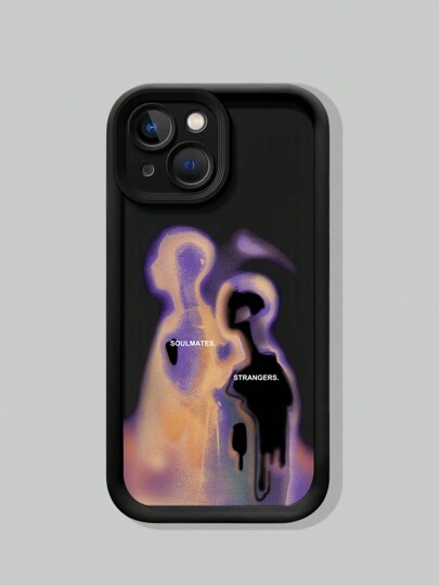 Grunge Punk 1 pièce Coque de téléphone avec design de couple en silhouette noire compatible avec Apple iPhone 11 12 13 14 15 Pro Max 16