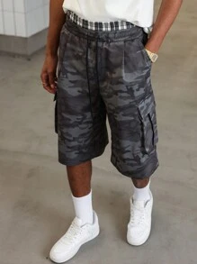 PAVTROS Manfinity Streetrush Men's Casual Camouflage Lace Up Pocket Shorts, Perfect For Leisure & Vacation