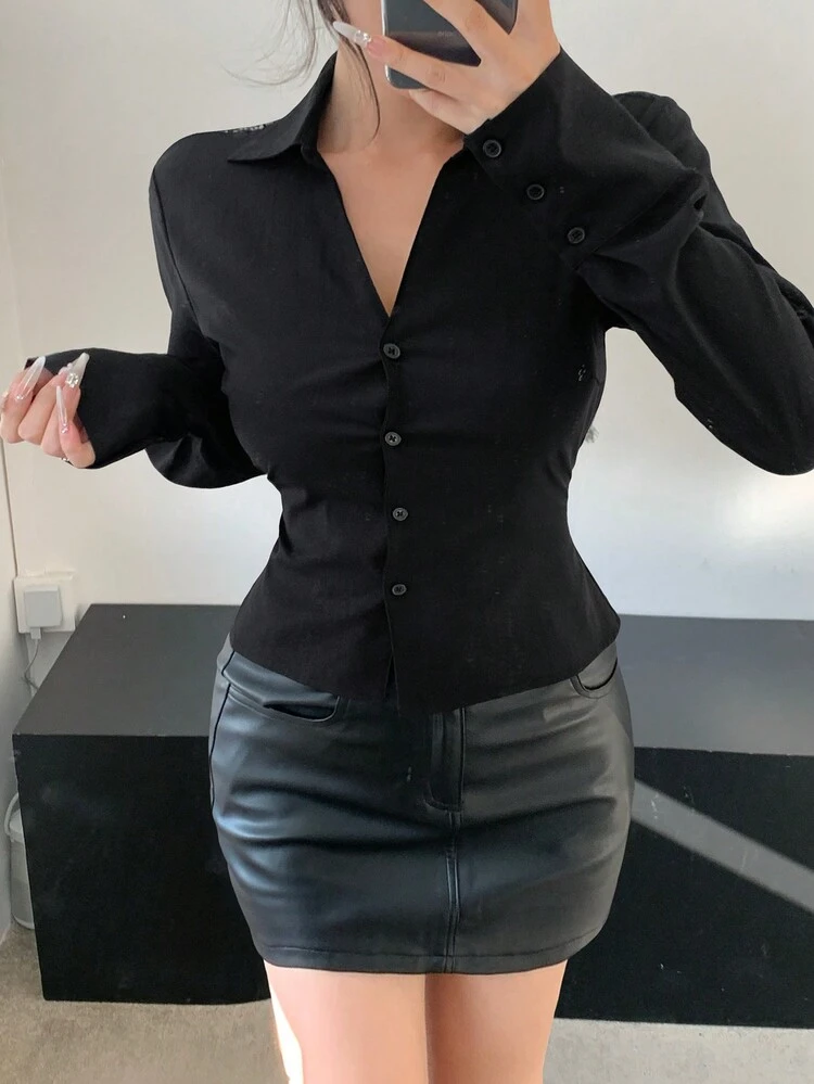Women's Contrast Lace Backless Party Short Sleeve Black Shirt, Spring/Summer,Halter Top Long Sleeve Top
