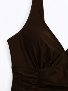 Swim Basics Costume da bagno intero monocolore casual senza schienale, adatto per vacanze al mare