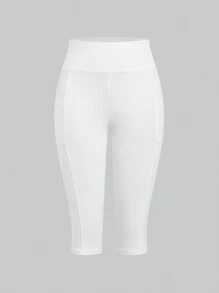 SHEIN EZwear Mallas cortas de punto versátiles en blanco y negro