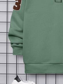 SHEIN 男童休闲贴布 V 领宽松针织半拉链运动衫