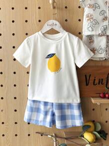 Vintaside Kids 男童印花圆领短袖 T 恤和短裤休闲套装 - 彩色 - 查看 5