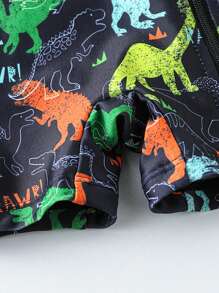 Bañador de una pieza con cierre frontal y estampado de dinosaurio para bebé recién nacido niño