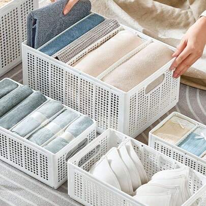SHEIN 1 hộp đựng quần áo có thể gập lại, ngăn kéo đựng đồ lót, ngăn đựng quần jean, tủ quần áo, hộp đựng tiết kiệm không gian khi đi du lịch, nhà, ký túc xá, phòng ngủ, tủ quần áo