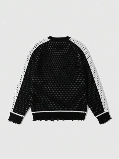 Street Life Jersey de punto jacquard de estrella de cuatro puntas sencillo para hombre, de moda y casual para uso diario