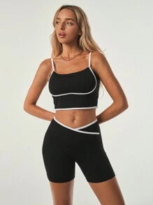 Hanevo Women Edged Casual Fitness Yoga Camisole Sportwear For Daily Wear - Black - View 4