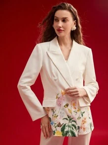 MOTF PREMIUM FLORAL PRINT STRUCTURED BLAZER,SPRING/SUMMER - Multicolor - View 6