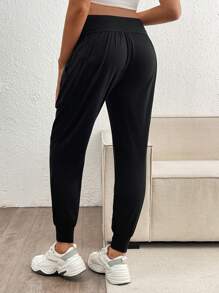 SHEIN Adjustable Solid Color Pregnant Women Leggings