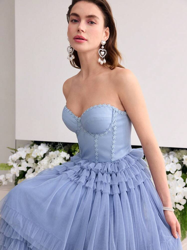 MOTF Soiréza CONTRAST MESH TUBE FORMAL EVENING DRESS