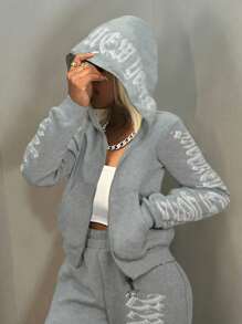 BamGleam Casual Letter Print Hoodie Sweatshirt, Autumn/Winter Graduation,Back To School,Graduation,Teacher,Back To School Pullover Fall - Grey - View 4