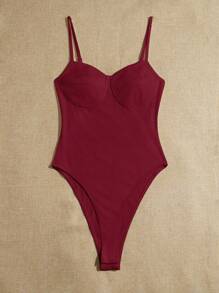 SHEIN EZwear 夏季服装 纯色紧身胸衣吊带连体衣