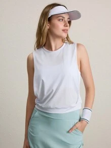 CourtClass 女士白色网眼交叉侧背心健身背心 - 白色 - 查看 5