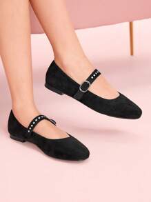 CUCCOO DOLLMOD Cuccoo Flat Round Toe Large Diamond Fashionable Women Loafers - Black - View 5