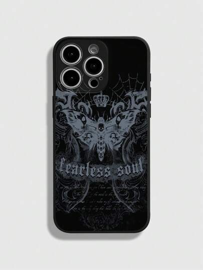 Goth 1 Custodia per telefono in TPU opaco con stampa a motivo farfalla, antiurto, compatibile con iPhone, in stile gotico