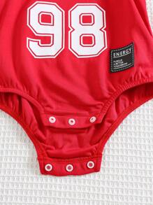 SHEIN Pelele informal deportivo para recién nacido unisex, con gráfico de letra cute