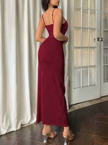 Firerie Women Apricot Color Backless Sleeveless Long Dress,Summer Dresses
Spring Clothes - Burgundy - View 3