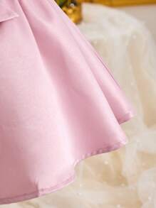 SHEIN Baby Girls Elegant Floral Pattern Top And Mini Skirt 2 Pieces Set, Summer - Pink - View 3