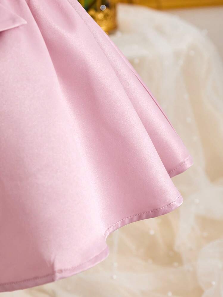 SHEIN 女婴优雅花卉图案上衣和迷你裙两件套，夏季 - 粉色 - 查看 3