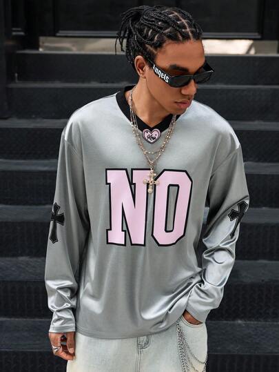 PAVTROS Áo nỉ thể thao thường ngày cổ chữ V dài tay in chữ Manfinity Streetrush dành cho nam, ngày lễ tình nhân cho nam, quà tặng cho bạn trai.