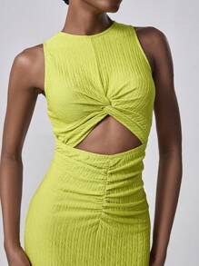 Lumivelle 女士针织纹理弹力镂空迷你连衣裙，优雅性感女士连衣裙，适合春夏季