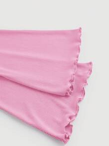 SHEIN MOD 重叠喇叭袖前部杏色优雅T恤，圣诞服装，白色女式T恤，秋季女装，返校季，外出装，修身T恤 - 粉色 - 查看 3