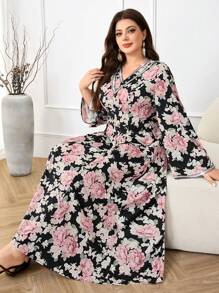Al Najma Plus Size Feminino Turco & Árabe Estilo Longo Kaftan - Multicolorido - Ver 3