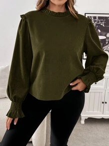 SHEIN Frenchy Plus Size Women's Casual Solid Color Shirt, Autumn/Winter
