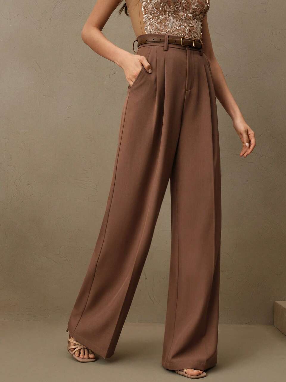 Anewsta Marland Straight-Leg Elegant Modern High-Waist Suit Pants, Vacation/New Year