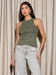 AiiRZ Top de tirantes acanalado, ajustado, sin mangas, básico, atlético, para hacer ejercicio, casual, de espalda de tirantes, básico, esencial, con estiramiento - Multicolor - Ver 1