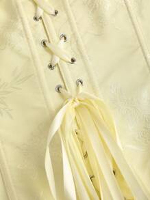 Sweetra Nueva blusa con hombros descubiertos, volantes frontales y lazo en la cintura - Amarillo - Ver 4