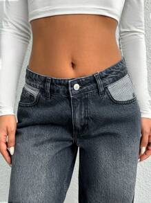 EURMUSE WOMEN WIDE LEG LOW WAIST JEANS - Light Grey - View 4