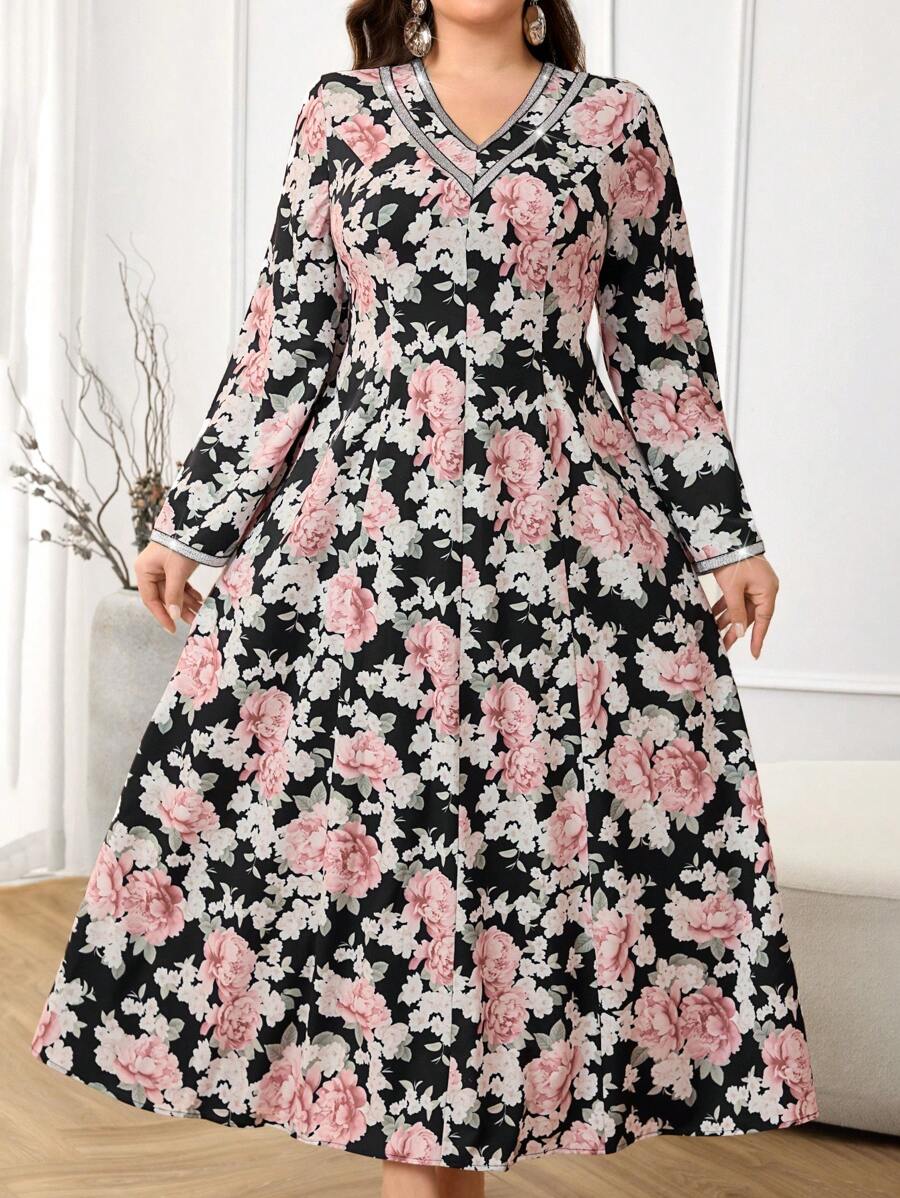 Al Najma Plus Size Feminino Turco & Árabe Estilo Longo Kaftan - Multicolorido - Ver 1