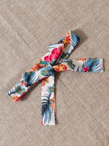 Tween Girls Solid Ruffle Short Sleeve Top And Tropical Print Shorts 2 Pieces Set - White - View 3