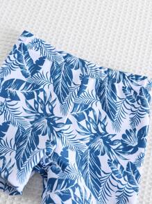 SHEIN Bộ đồ bơi dài tay in họa tiết lá cọ cho bé trai/bé gái, đồ đi biển thường ngày phù hợp cho mùa xuân, hè, thu, đông, bãi biển, hồ bơi, khu nghỉ dưỡng - trắng - Xem 6