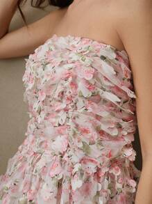 Anewsta Sommer Frauen Festival Lässig Floral 3D Blütenblatt Muster Mini Kleid