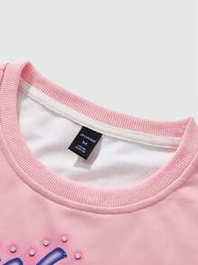 ROMWE MEN Street Life Men's Letter Print Long Sleeve Pullover Pink Long Sleeve Sweatshirt, Autumn/Winter