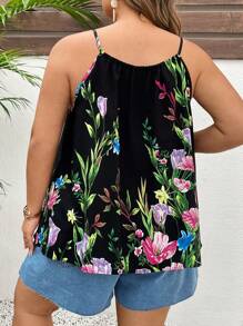 SHEIN CURVE+ Plus Size Women Floral Print Camisole Top For Summer Boho Vacation - Multicolor - View 2