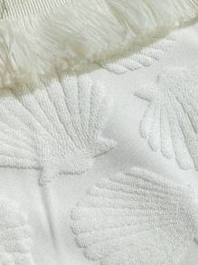 SHEIN Swim Summer 1pc White Textured Fringe Drawstring Side One-Piece Bikini - White - View 7